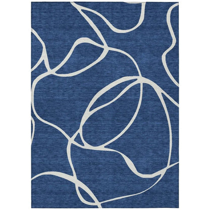 Mirelle Navy Washable Indoor-Outdoor Rug-Outdoor Rugs-LOOMLAN Rugs-2'6" x 3'10"-LOOMLAN