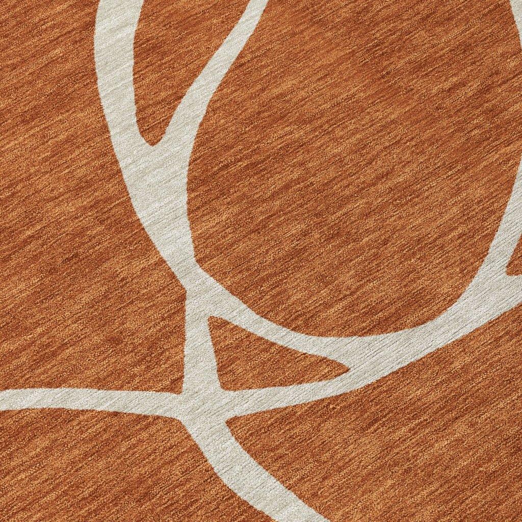 Mirelle Orange Washable Indoor-Outdoor Rug-Outdoor Rugs-LOOMLAN Rugs-LOOMLAN