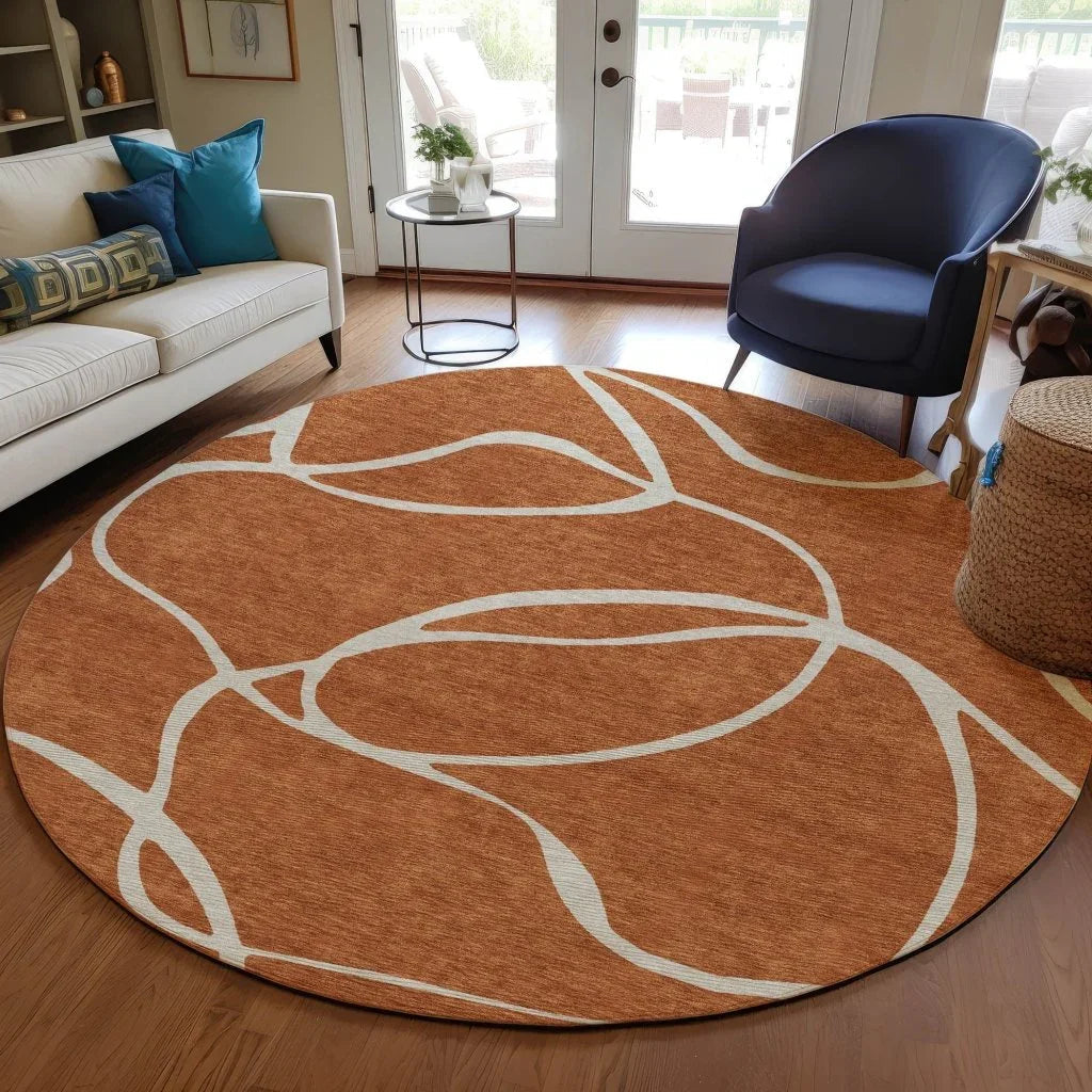 Mirelle Orange Washable Indoor-Outdoor Rug-Outdoor Rugs-LOOMLAN Rugs-LOOMLAN