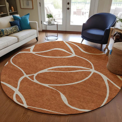 Mirelle Orange Washable Indoor-Outdoor Rug-Outdoor Rugs-LOOMLAN Rugs-LOOMLAN