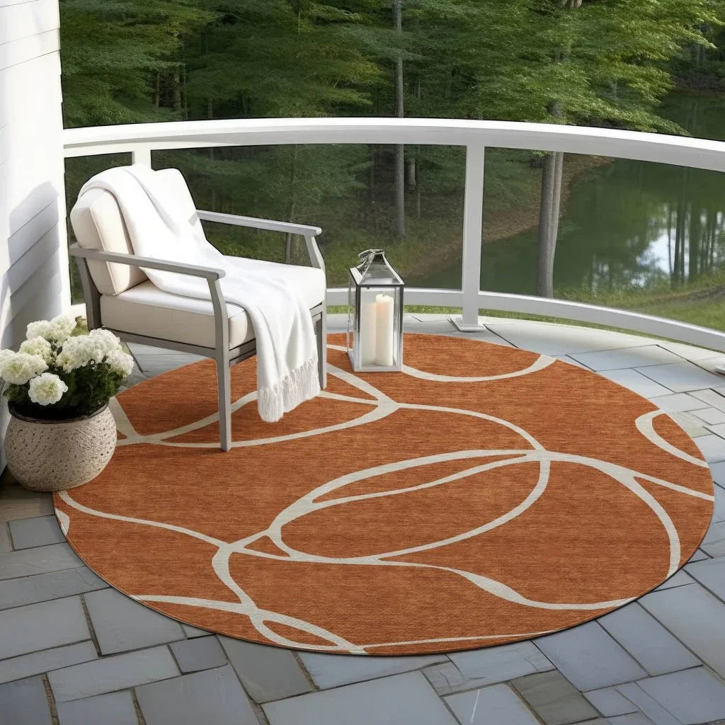 Mirelle Orange Washable Indoor-Outdoor Rug-Outdoor Rugs-LOOMLAN Rugs-LOOMLAN