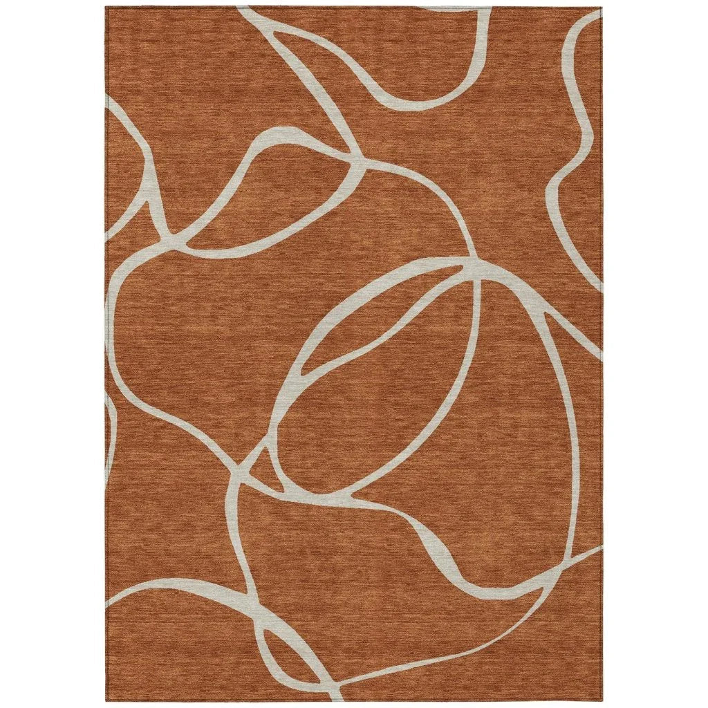 Mirelle Orange Washable Indoor-Outdoor Rug-Outdoor Rugs-LOOMLAN Rugs-2'6" x 3'10"-LOOMLAN