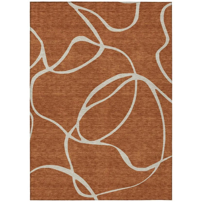 Mirelle Orange Washable Indoor-Outdoor Rug-Outdoor Rugs-LOOMLAN Rugs-2'6" x 3'10"-LOOMLAN