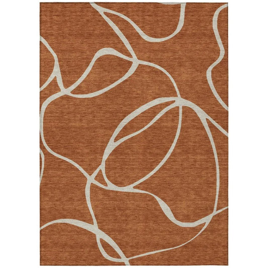 Mirelle Orange Washable Indoor-Outdoor Rug-Outdoor Rugs-LOOMLAN Rugs-2'6" x 3'10"-LOOMLAN