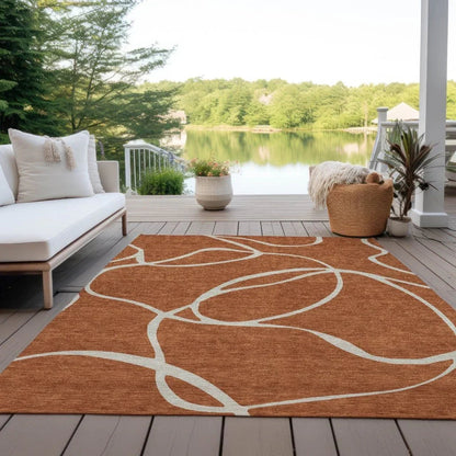 Mirelle Orange Washable Indoor-Outdoor Rug-Outdoor Rugs-LOOMLAN Rugs-LOOMLAN