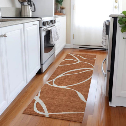 Mirelle Orange Washable Indoor-Outdoor Rug-Outdoor Rugs-LOOMLAN Rugs-LOOMLAN