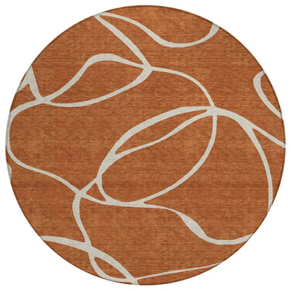 Mirelle Orange Washable Indoor-Outdoor Rug-Outdoor Rugs-LOOMLAN Rugs-8' x 8'-LOOMLAN