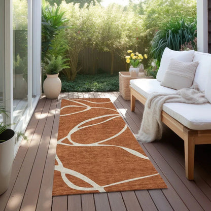 Mirelle Orange Washable Indoor-Outdoor Rug-Outdoor Rugs-LOOMLAN Rugs-LOOMLAN