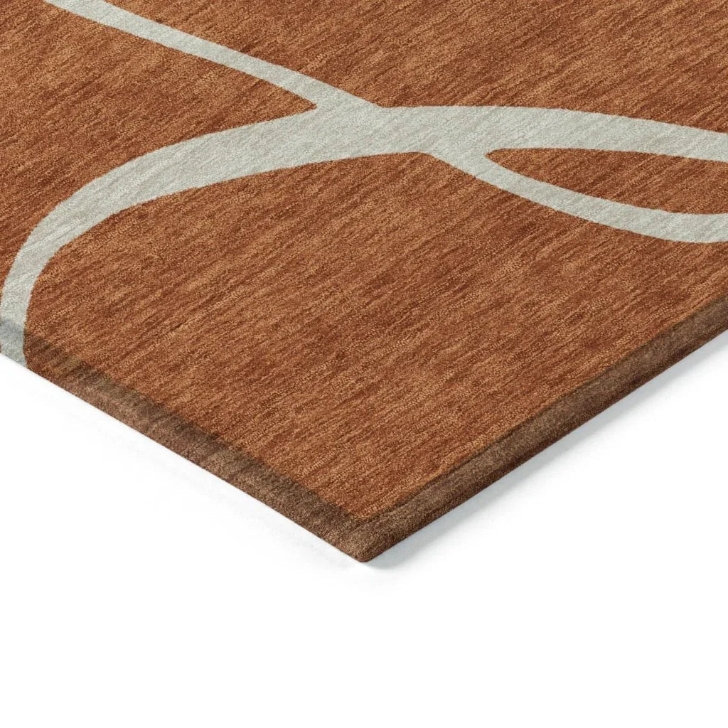 Mirelle Orange Washable Indoor-Outdoor Rug-Outdoor Rugs-LOOMLAN Rugs-LOOMLAN