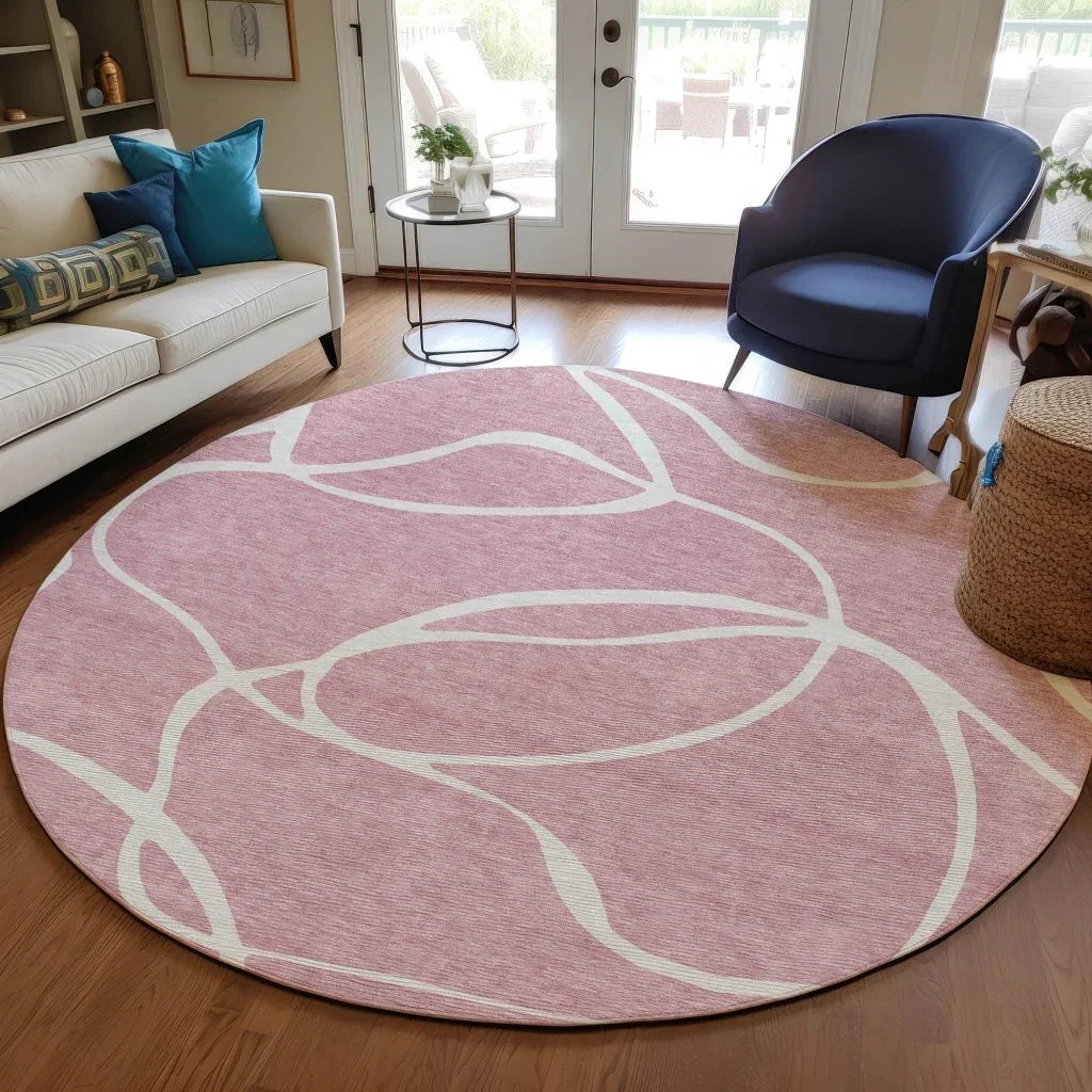 Mirelle Pink Washable Indoor-Outdoor Rug-Outdoor Rugs-LOOMLAN Rugs-LOOMLAN