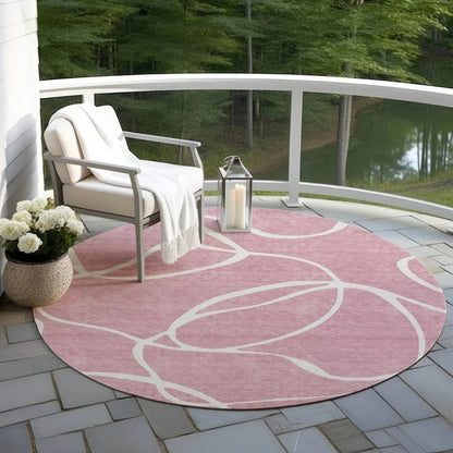 Mirelle Pink Washable Indoor-Outdoor Rug-Outdoor Rugs-LOOMLAN Rugs-LOOMLAN