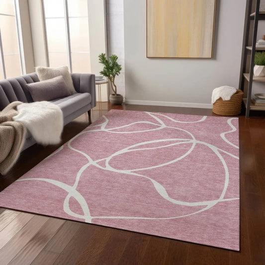Mirelle Pink Washable Indoor-Outdoor Rug-Outdoor Rugs-LOOMLAN Rugs-LOOMLAN