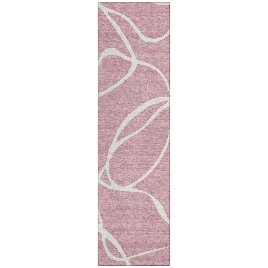 Mirelle Pink Washable Indoor-Outdoor Rug-Outdoor Rugs-LOOMLAN Rugs-2'3" x 7'6"-LOOMLAN