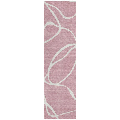 Mirelle Pink Washable Indoor-Outdoor Rug-Outdoor Rugs-LOOMLAN Rugs-2'3" x 7'6"-LOOMLAN