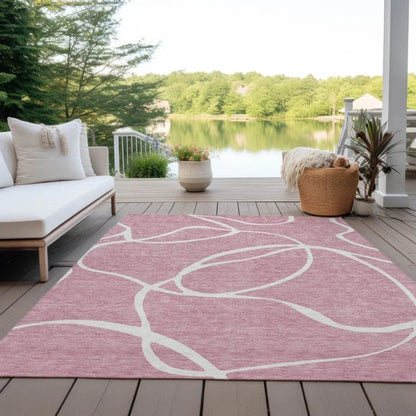 Mirelle Pink Washable Indoor-Outdoor Rug-Outdoor Rugs-LOOMLAN Rugs-LOOMLAN
