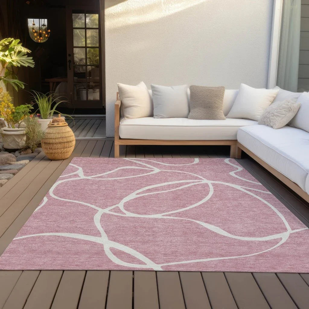 Mirelle Pink Washable Indoor-Outdoor Rug-Outdoor Rugs-LOOMLAN Rugs-LOOMLAN