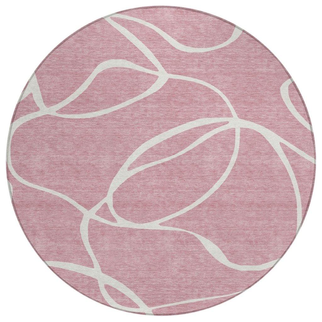 Mirelle Pink Washable Indoor-Outdoor Rug-Outdoor Rugs-LOOMLAN Rugs-8' x 8'-LOOMLAN