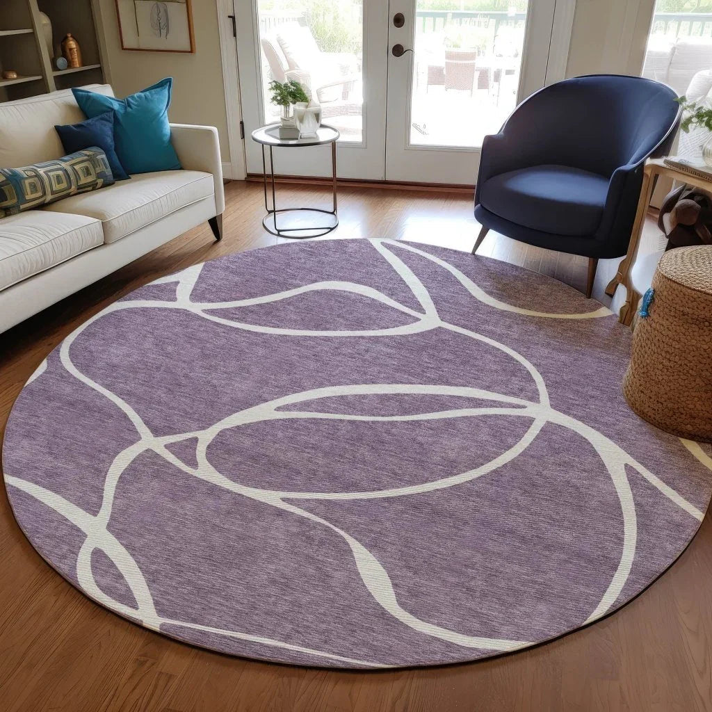 Mirelle Purple Washable Indoor-Outdoor Rug-Outdoor Rugs-LOOMLAN Rugs-LOOMLAN