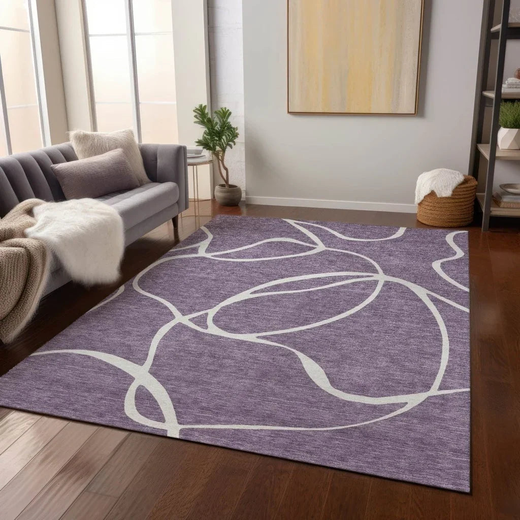 Mirelle Purple Washable Indoor-Outdoor Rug-Outdoor Rugs-LOOMLAN Rugs-LOOMLAN