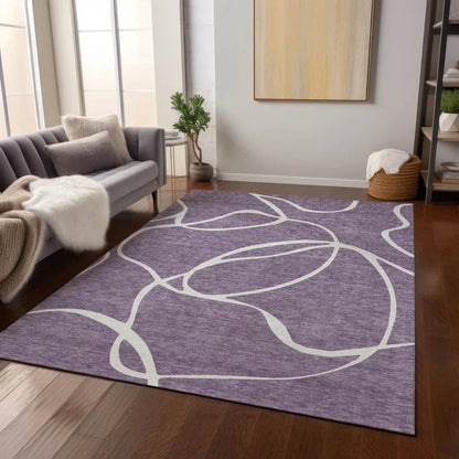 Mirelle Purple Washable Indoor-Outdoor Rug-Outdoor Rugs-LOOMLAN Rugs-LOOMLAN