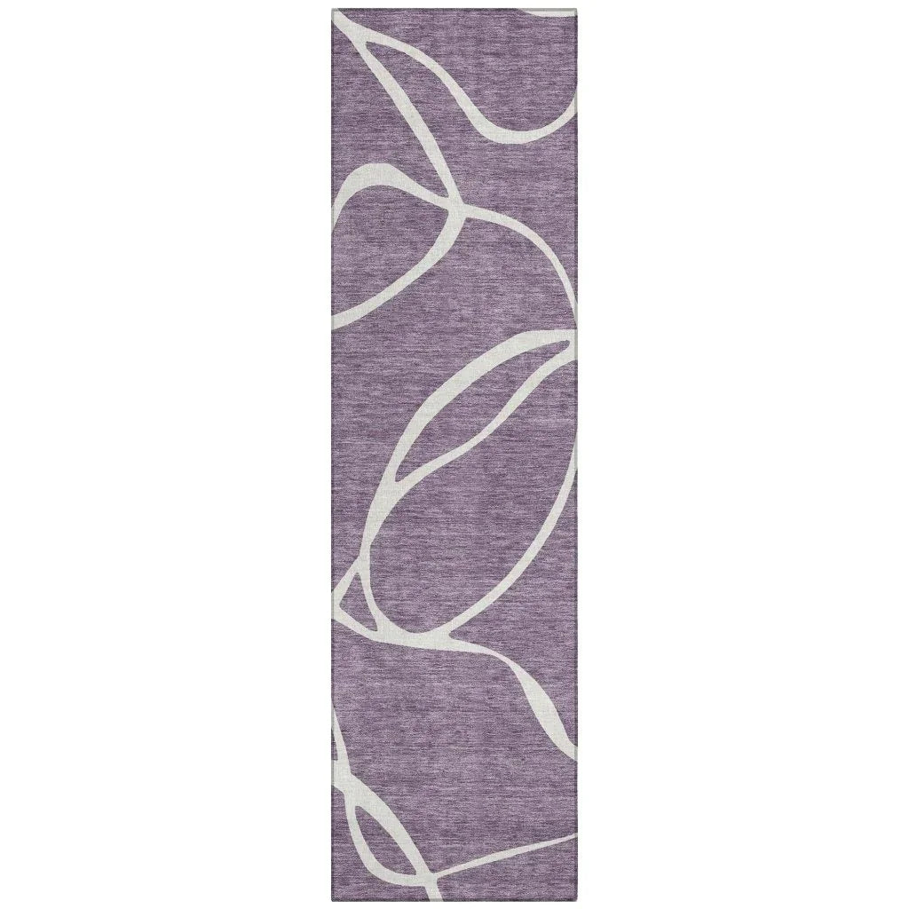 Mirelle Purple Washable Indoor-Outdoor Rug-Outdoor Rugs-LOOMLAN Rugs-2'3" x 7'6"-LOOMLAN