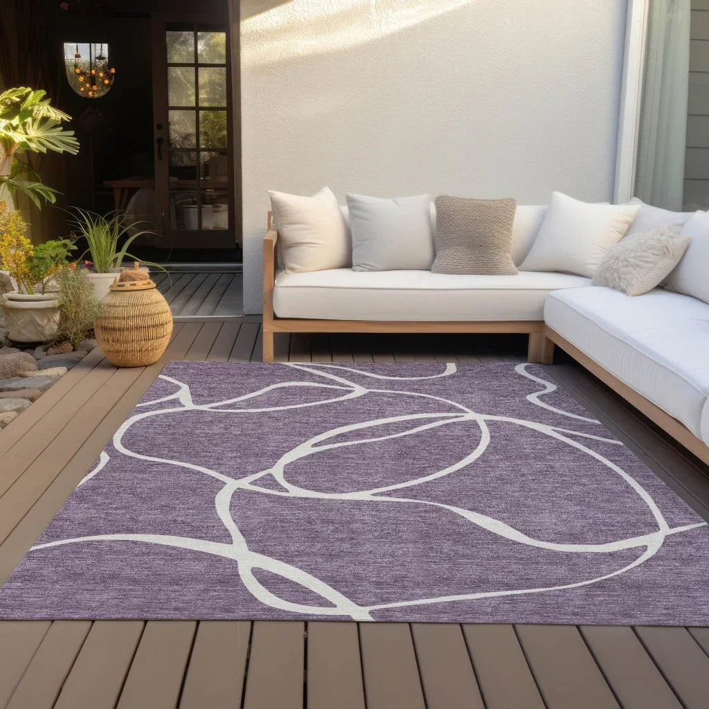 Mirelle Purple Washable Indoor-Outdoor Rug-Outdoor Rugs-LOOMLAN Rugs-LOOMLAN