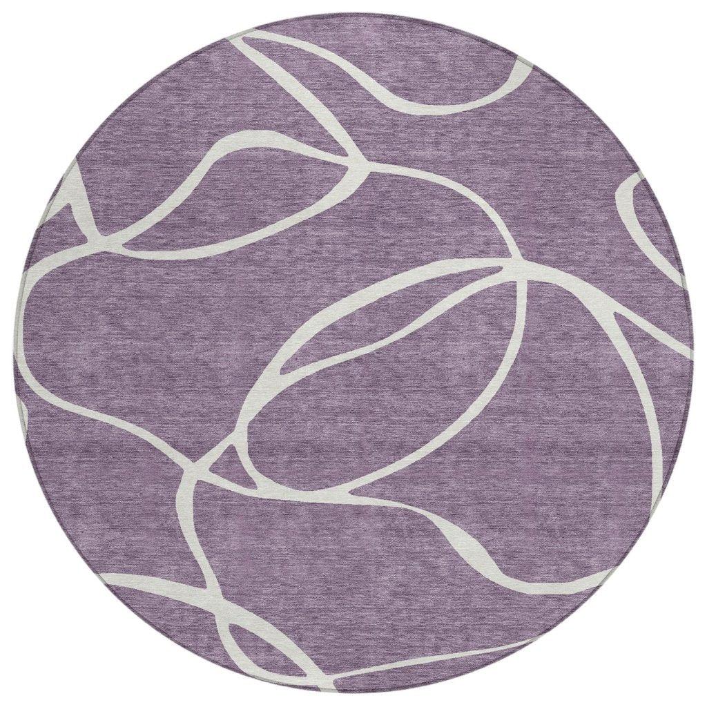 Mirelle Purple Washable Indoor-Outdoor Rug-Outdoor Rugs-LOOMLAN Rugs-8' x 8'-LOOMLAN