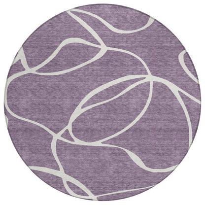 Mirelle Purple Washable Indoor-Outdoor Rug-Outdoor Rugs-LOOMLAN Rugs-8' x 8'-LOOMLAN