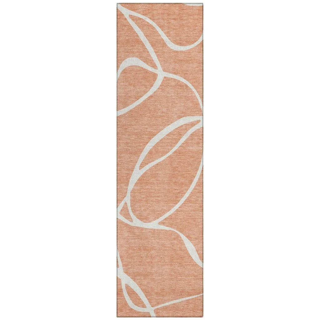 Mirelle Salmon Washable Indoor-Outdoor Rug-Outdoor Rugs-LOOMLAN Rugs-2'3" x 7'6"-LOOMLAN
