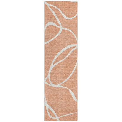 Mirelle Salmon Washable Indoor-Outdoor Rug-Outdoor Rugs-LOOMLAN Rugs-2'3" x 7'6"-LOOMLAN
