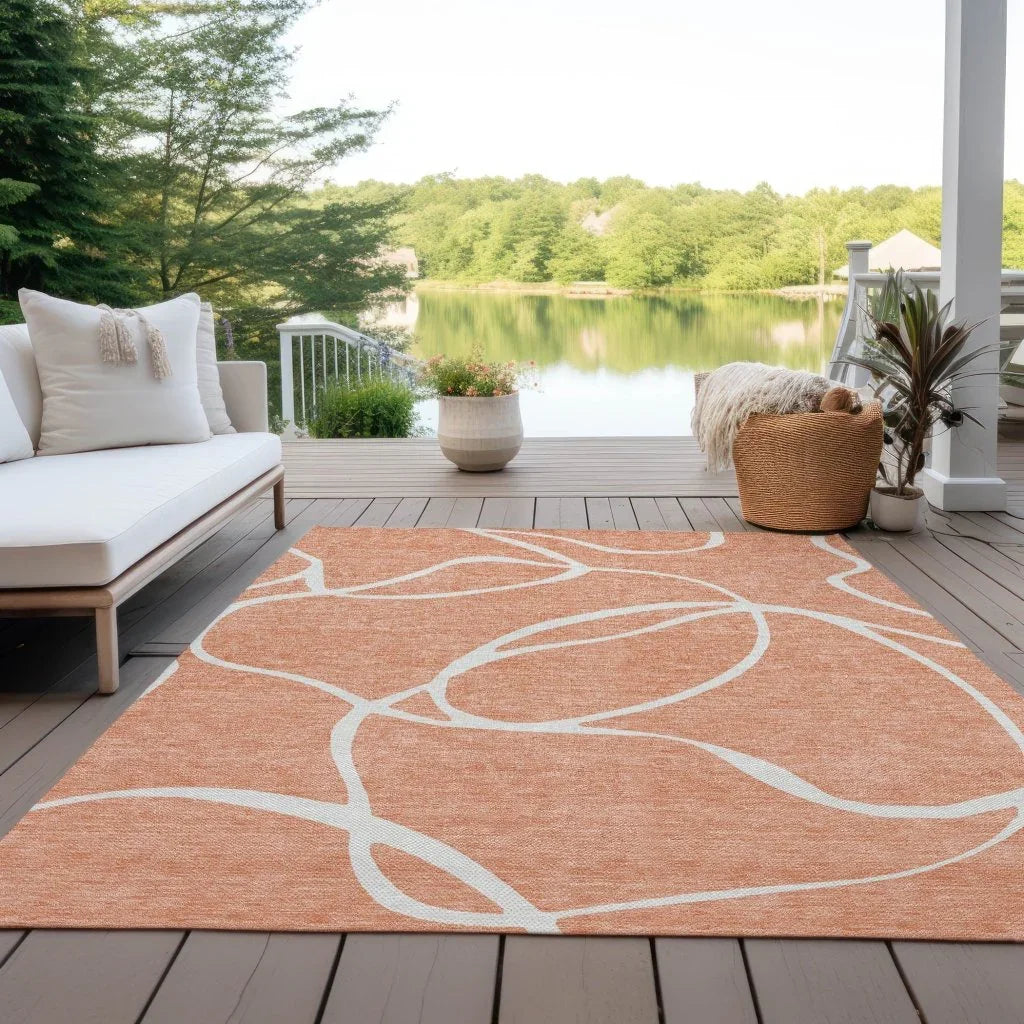 Mirelle Salmon Washable Indoor-Outdoor Rug-Outdoor Rugs-LOOMLAN Rugs-LOOMLAN