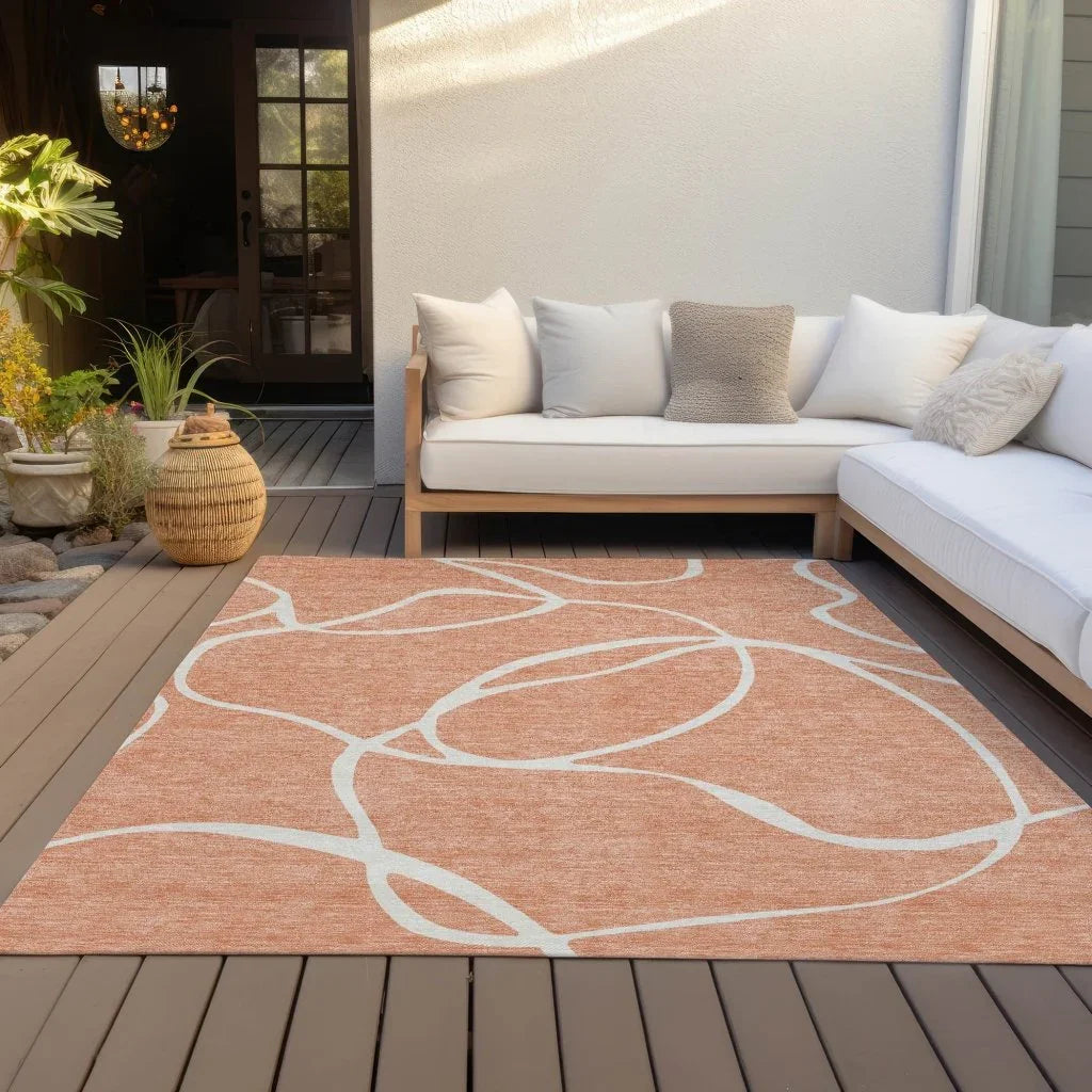 Mirelle Salmon Washable Indoor-Outdoor Rug-Outdoor Rugs-LOOMLAN Rugs-LOOMLAN