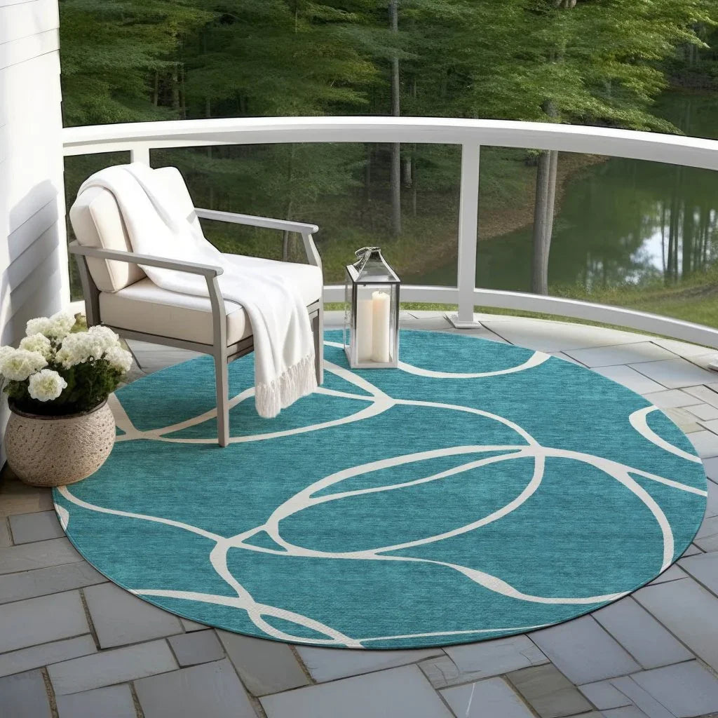 Mirelle Teal Washable Indoor-Outdoor Rug-Outdoor Rugs-LOOMLAN Rugs-LOOMLAN
