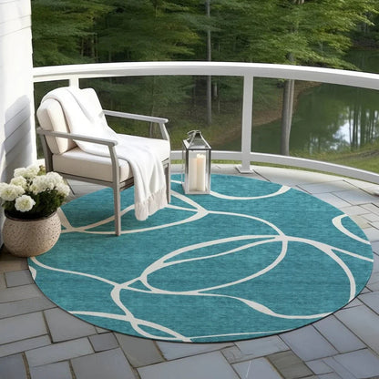 Mirelle Teal Washable Indoor-Outdoor Rug-Outdoor Rugs-LOOMLAN Rugs-LOOMLAN