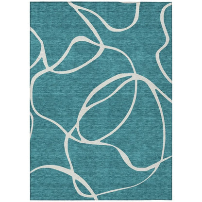Mirelle Teal Washable Indoor-Outdoor Rug-Outdoor Rugs-LOOMLAN Rugs-2'6" x 3'10"-LOOMLAN