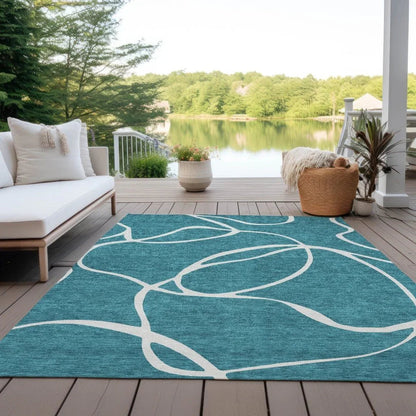 Mirelle Teal Washable Indoor-Outdoor Rug-Outdoor Rugs-LOOMLAN Rugs-LOOMLAN
