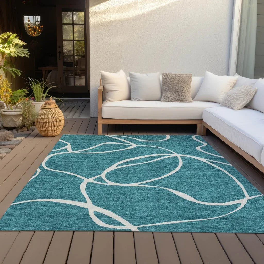 Mirelle Teal Washable Indoor-Outdoor Rug-Outdoor Rugs-LOOMLAN Rugs-LOOMLAN