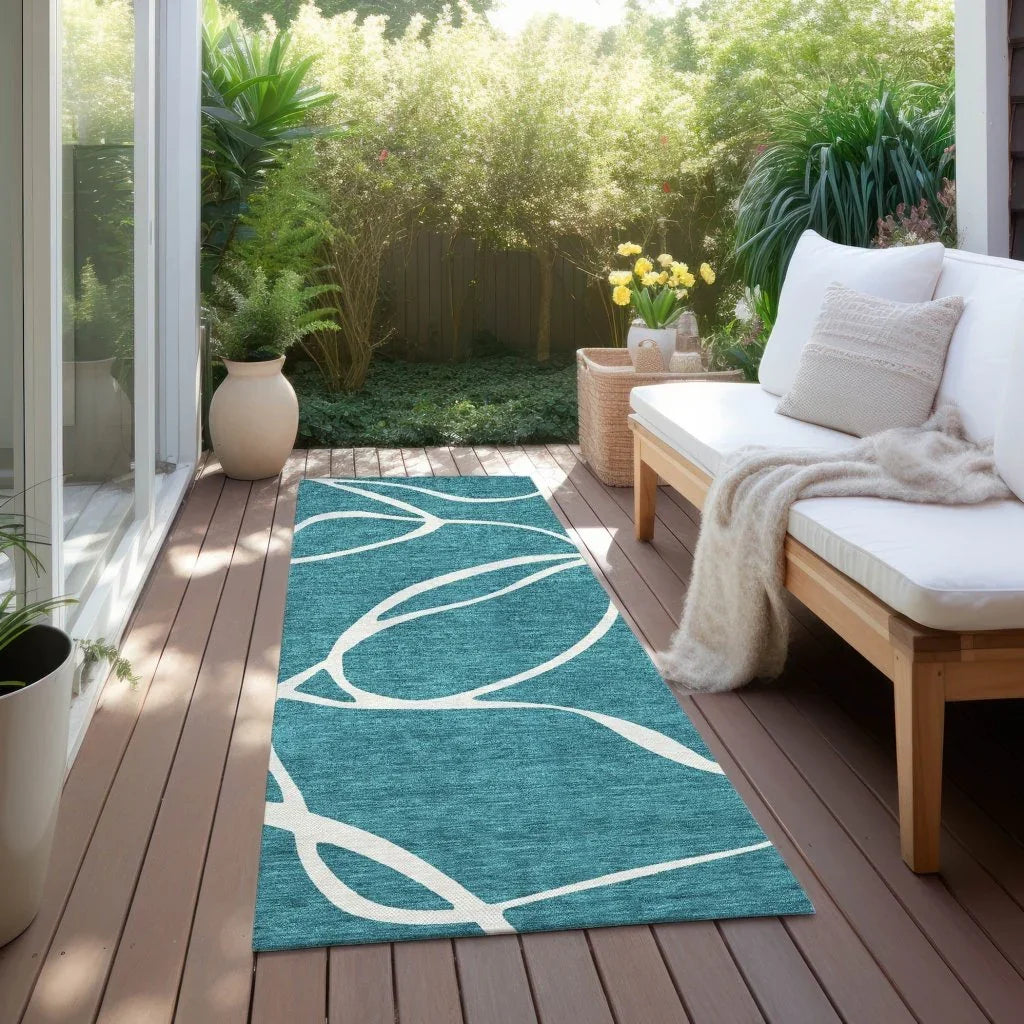 Mirelle Teal Washable Indoor-Outdoor Rug-Outdoor Rugs-LOOMLAN Rugs-LOOMLAN