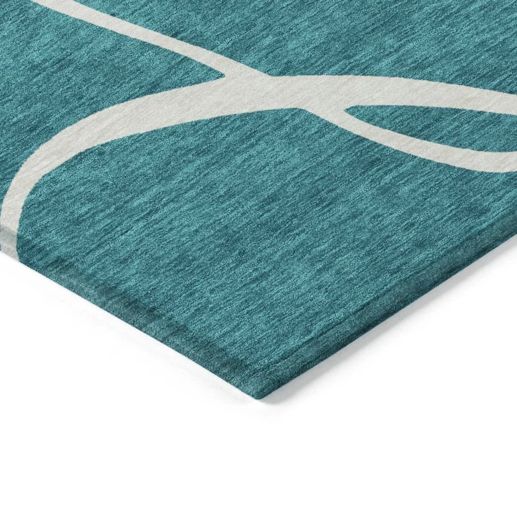 Mirelle Teal Washable Indoor-Outdoor Rug-Outdoor Rugs-LOOMLAN Rugs-LOOMLAN
