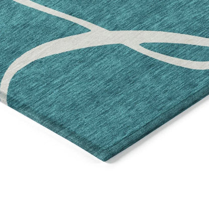 Mirelle Teal Washable Indoor-Outdoor Rug-Outdoor Rugs-LOOMLAN Rugs-LOOMLAN
