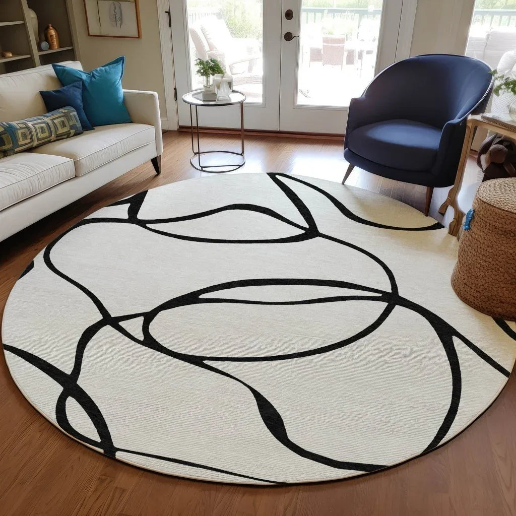 Mirelle White Washable Indoor-Outdoor Rug-Outdoor Rugs-LOOMLAN Rugs-LOOMLAN