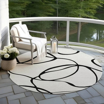 Mirelle White Washable Indoor-Outdoor Rug-Outdoor Rugs-LOOMLAN Rugs-LOOMLAN