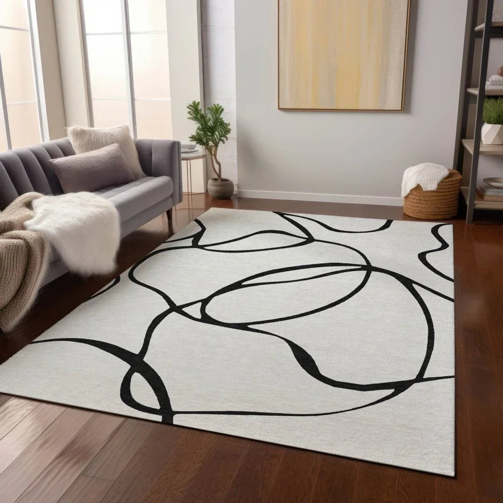 Mirelle White Washable Indoor-Outdoor Rug-Outdoor Rugs-LOOMLAN Rugs-LOOMLAN