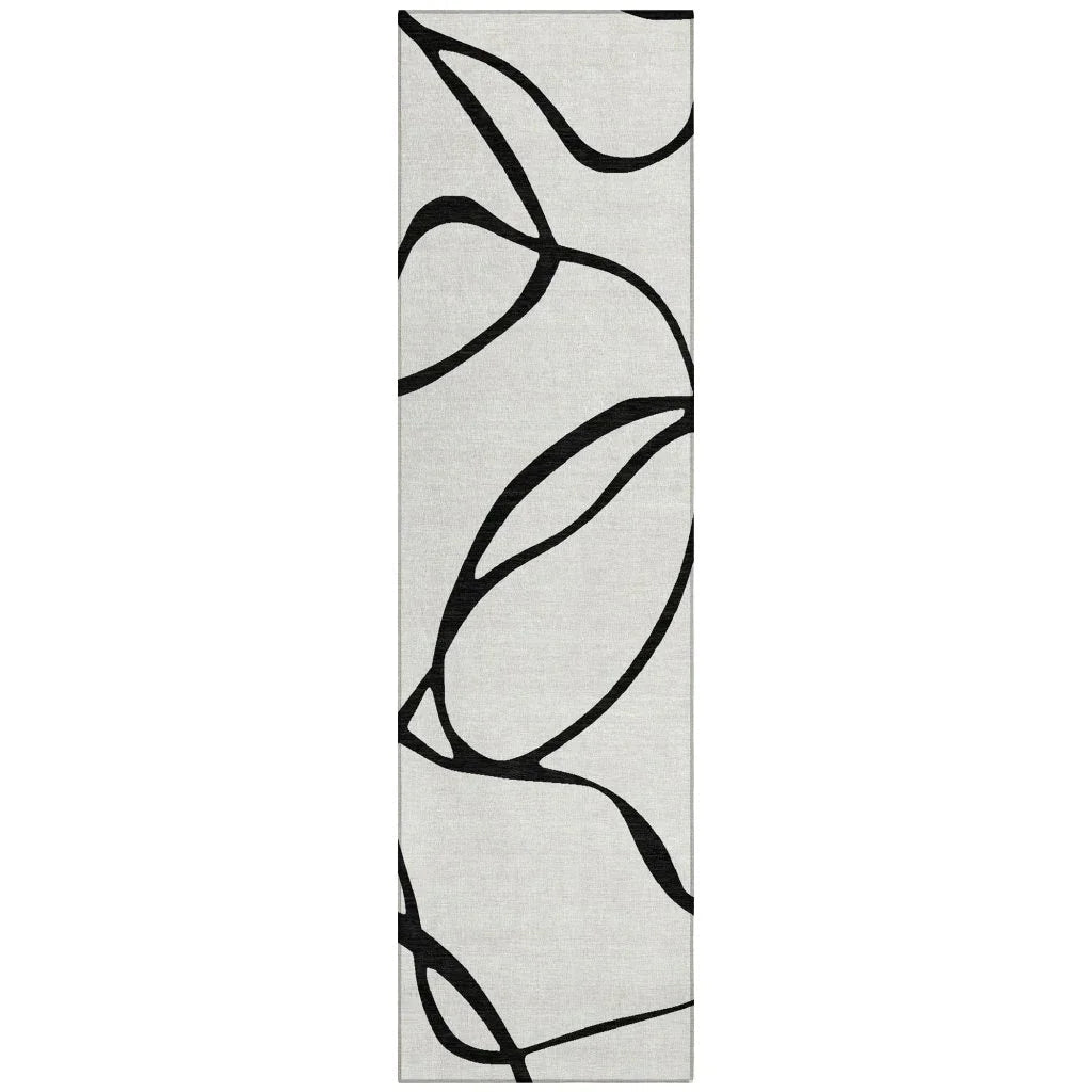 Mirelle White Washable Indoor-Outdoor Rug-Outdoor Rugs-LOOMLAN Rugs-2'3" x 7'6"-LOOMLAN