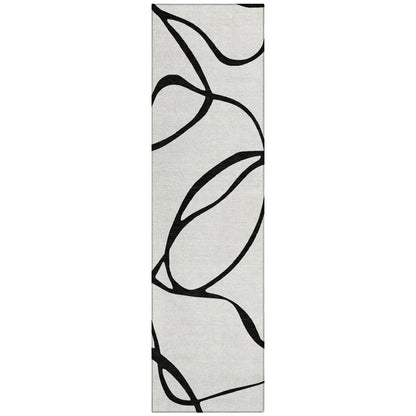 Mirelle White Washable Indoor-Outdoor Rug-Outdoor Rugs-LOOMLAN Rugs-2'3" x 7'6"-LOOMLAN