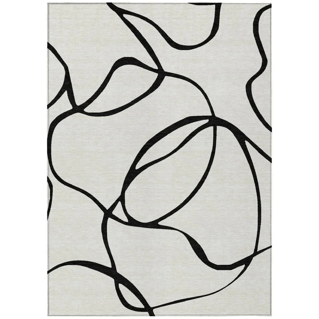 Mirelle White Washable Indoor-Outdoor Rug-Outdoor Rugs-LOOMLAN Rugs-2'6" x 3'10"-LOOMLAN