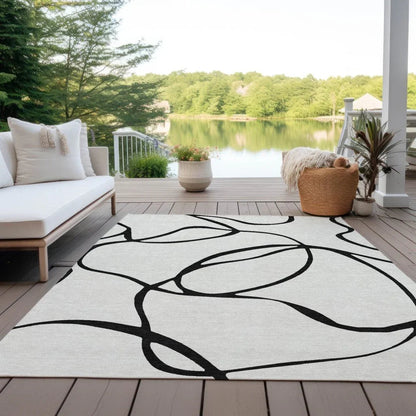Mirelle White Washable Indoor-Outdoor Rug-Outdoor Rugs-LOOMLAN Rugs-LOOMLAN