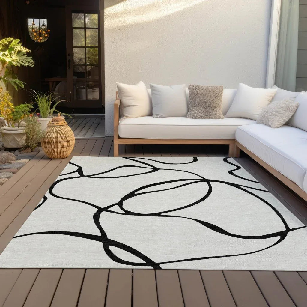 Mirelle White Washable Indoor-Outdoor Rug-Outdoor Rugs-LOOMLAN Rugs-LOOMLAN