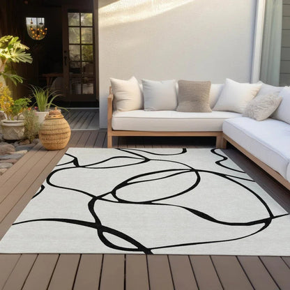 Mirelle White Washable Indoor-Outdoor Rug-Outdoor Rugs-LOOMLAN Rugs-LOOMLAN