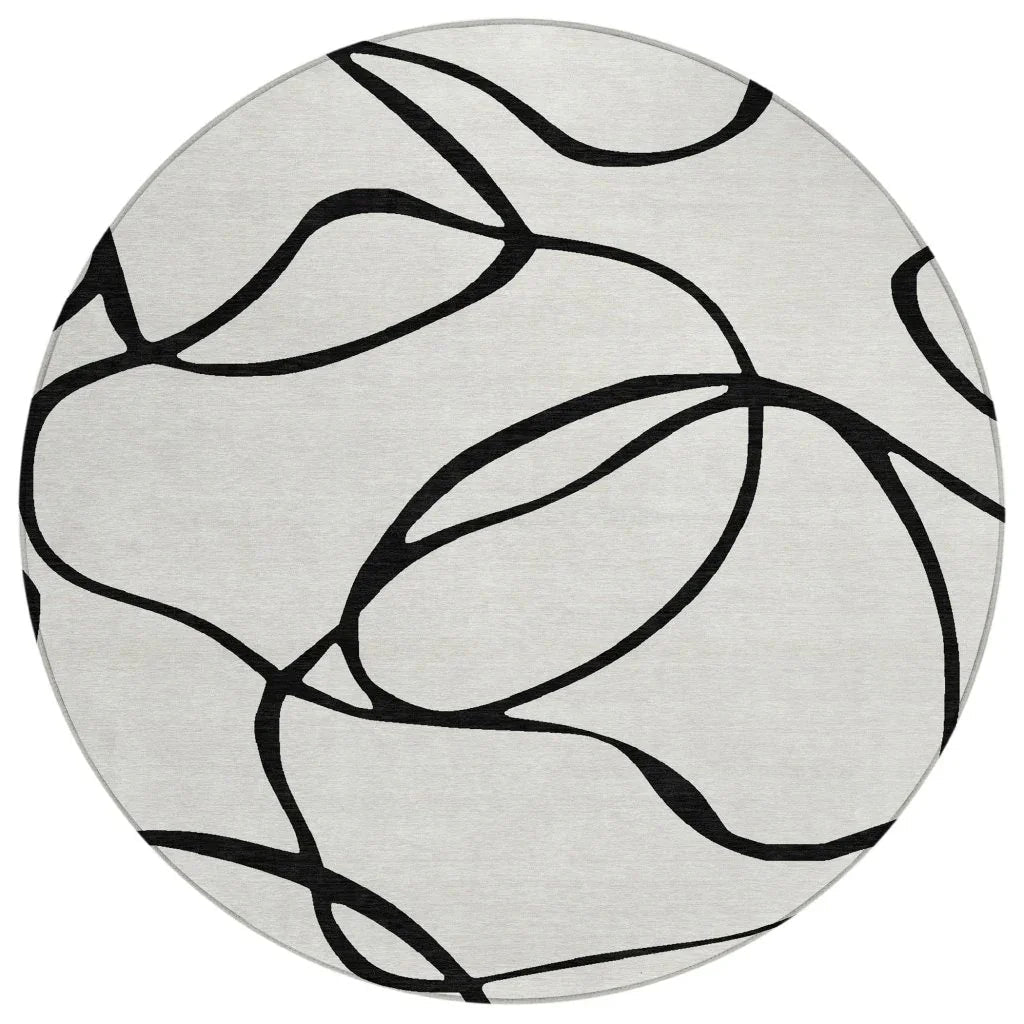 Mirelle White Washable Indoor-Outdoor Rug-Outdoor Rugs-LOOMLAN Rugs-8' x 8'-LOOMLAN